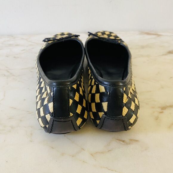 TORY BURCH Black Yellow Woven Ballerina Flats Bow Accent - US 7.5 - Picture 7 of 8